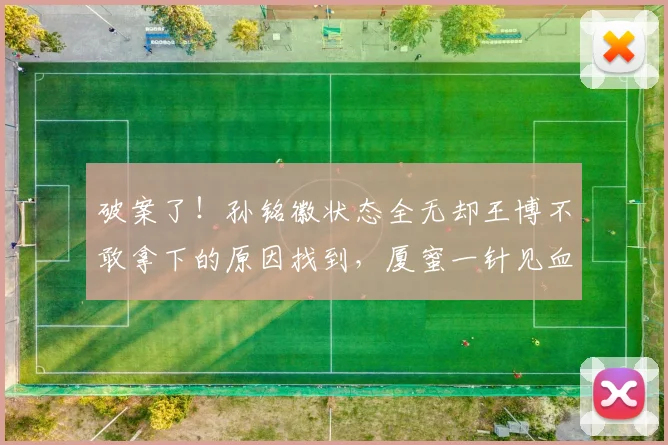 破案了!孙铭徽状态全无却王博不敢拿下的原因找到,厦蜜一针见血